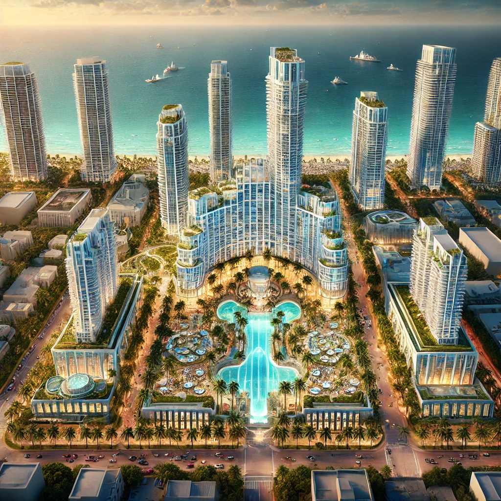 "Proposed multi-tower redevelopment of the historic Deauville Hotel site in Miami Beach."